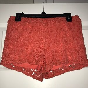 Orange Crochet Shorts